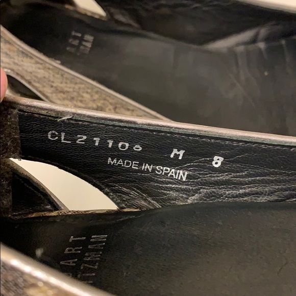 Stuart Weitzman Metallic Snakeskin Loafer Flats - Picture 8 of 13